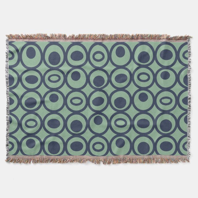 Blue Circles in Circles Throw Blanket (Front)