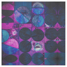 Blue Circles of 369 Abstract Fabric