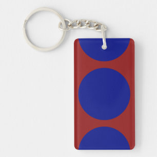 Blue Circles on Red Keychain