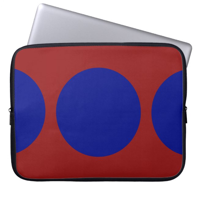 Blue Circles on Red Laptop Sleeve (Front)