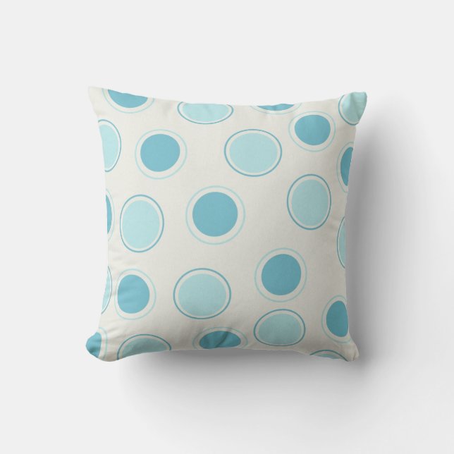 Blue Circles on White MOJO Pillow (Front)