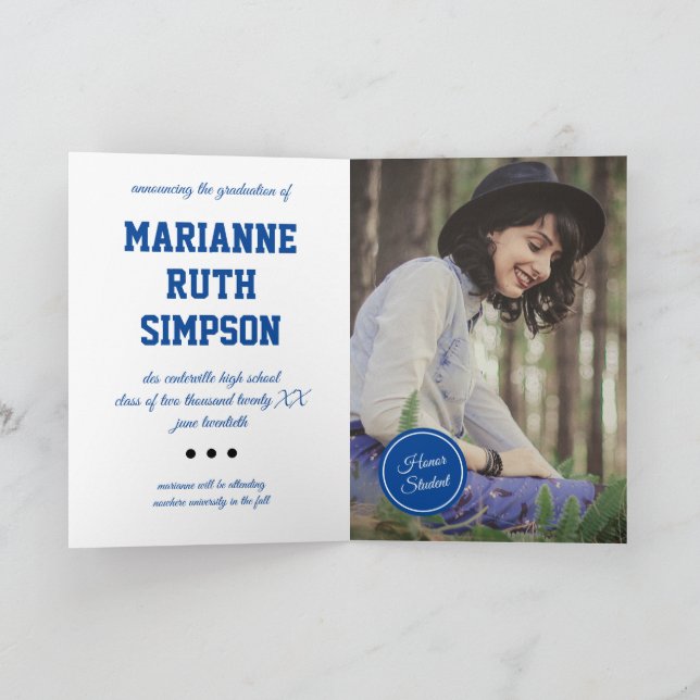 Blue Circles Photo Graduation Invitation (Inside)