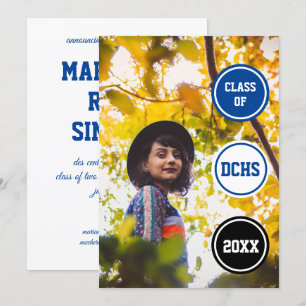 Blue Circles Photo Graduation Invitation
