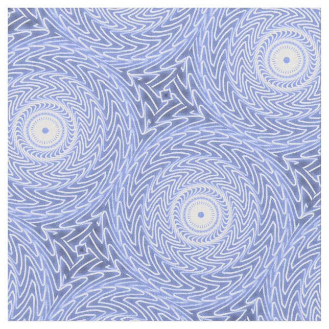 Blue circles swirl pattern fabric (Close Up)