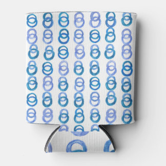 Blue circles: watercolor polka dot can cooler