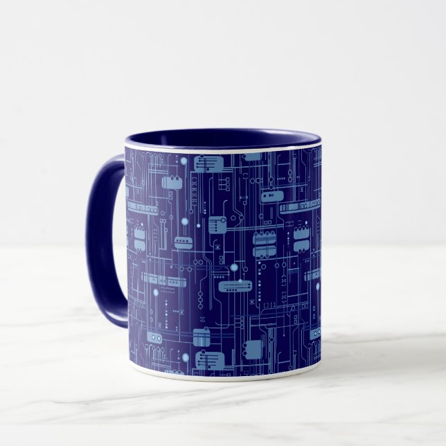 Blue Circuit Board Pattern  Mug (Front Left)