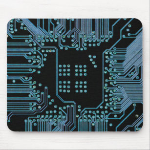 Blue Circuit Mouse Pad