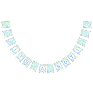 Blue Circus Cute Pattern Baby Boy Baby Shower Bunting Flags
