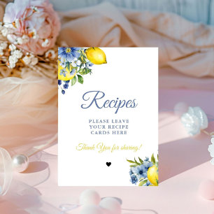 Blue Citrus  Leave your Recipes Bridal shower Pedestal Sign