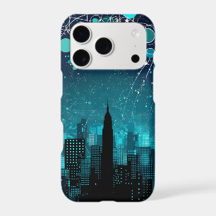 Blue City Skyline iPhone Case   Y2K Digital Grunge