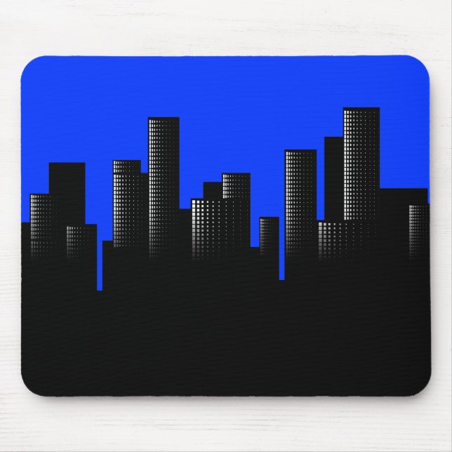 blue cityscape mouse pad (Front)
