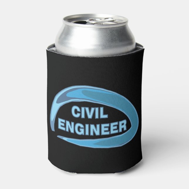 Blue Civil Engineer Can Cooler (Can Front)