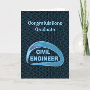 Blue Civil Engineer Graduation Card