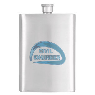 Blue Civil Engineer Hip Flask