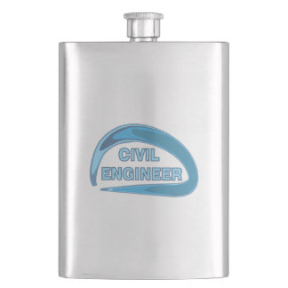 Blue Civil Engineer Hip Flask