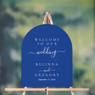 Blue Clam Seashells Coastal Beach Wedding Welcome Acrylic Sign