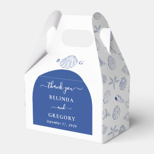 Blue Clam Seashells Coastal Seaside Beach Wedding Favor Box