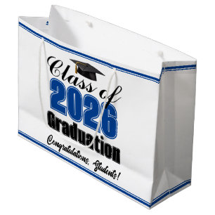 Blue Class of 2026 Custom Graduation Party Large Gift Bag