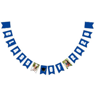Blue Class of 2026 Graduate Photo Graduation Party Bunting Flags