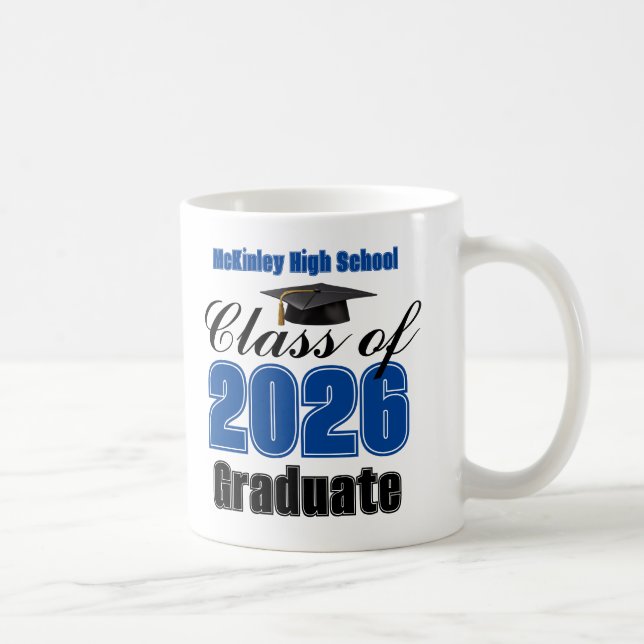 Blue Class of 2026 Graduation Keepsake Coffee Mug (Right)
