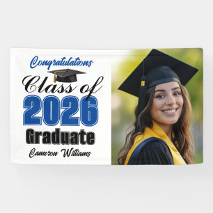 Blue Class of 2026 Graduation Party Photo Banner