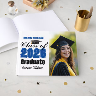 Blue Class of 2026 Graduation Photo Guest Book