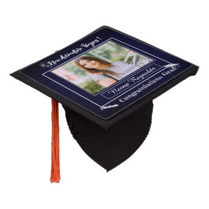 Blue Class of 2026 Personalized Photo Graduation Cap Topper