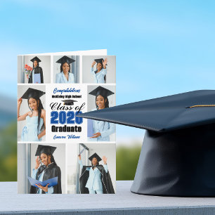 Blue Class of 2026 Photo Collage Folded Graduation Announcement