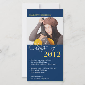 Blue class of graduation photo announcement card