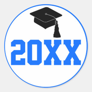 Blue Class Year Graduation Classic Round Sticker