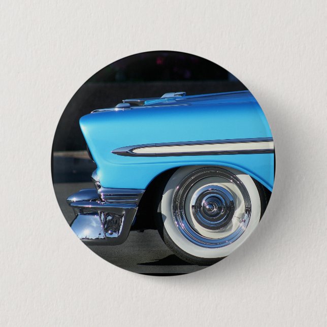 Blue Classic Car 2 Inch Round Button (Front)