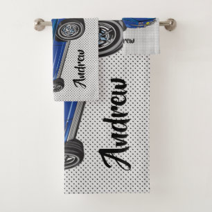 Blue Classic Corvette  Design Bath Towel Set