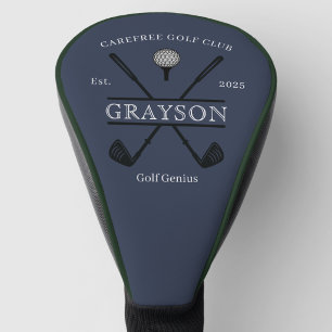 Blue Classic Cross Club Name Golf Head Cover