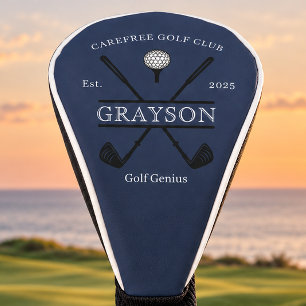 Blue Classic Cross Club Name Golf Head Cover