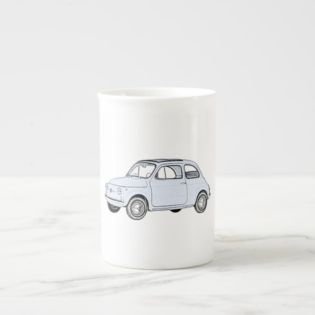 Blue Classic Fiat 500 Topolino Bone China Mug (Front)