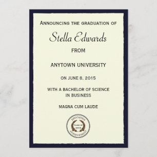 Blue Classic Graduation Announcement