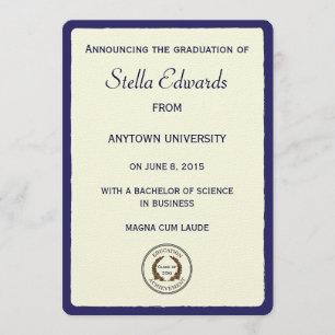 Blue Classic Graduation Announcement Round Corners