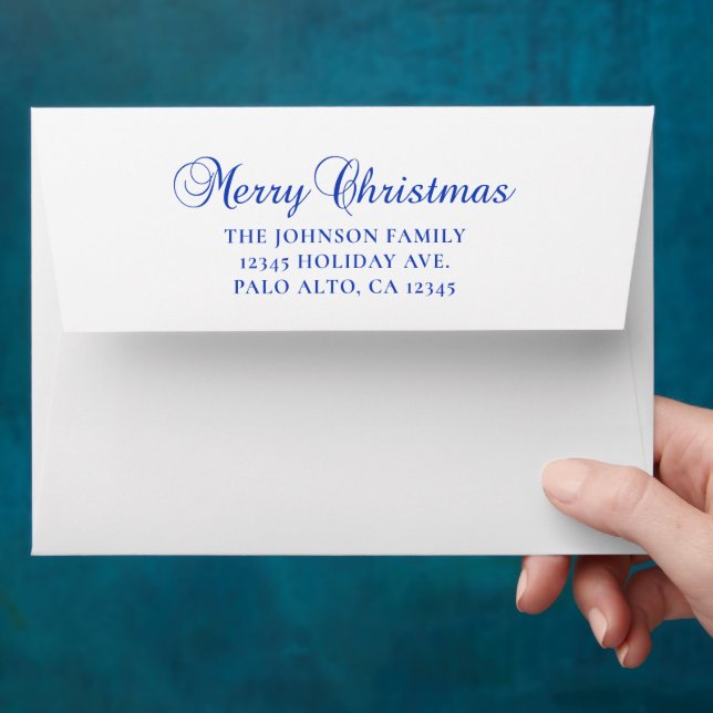 Blue Classic Merry Christmas Calligraphy Envelope (Hand)