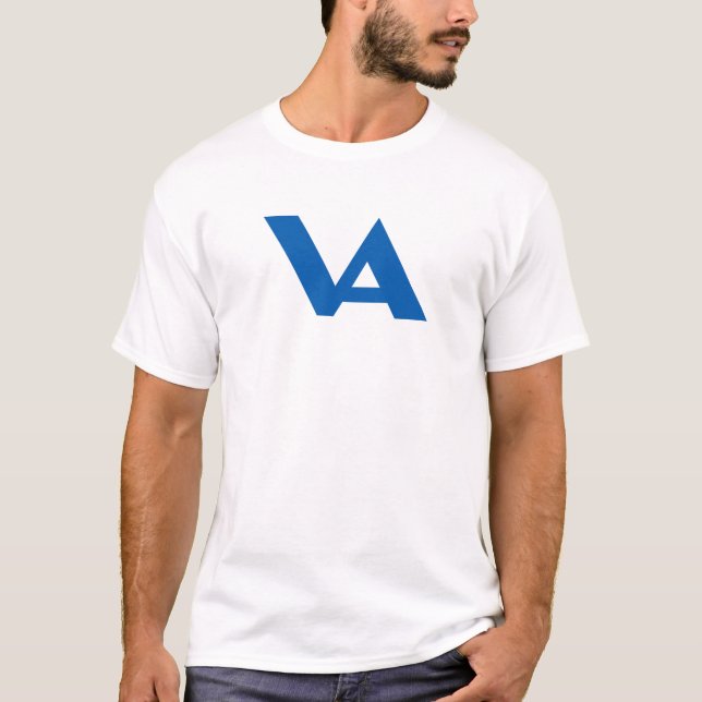 Blue Classic Minimal Letter VA Monogram T-Shirt (Front)