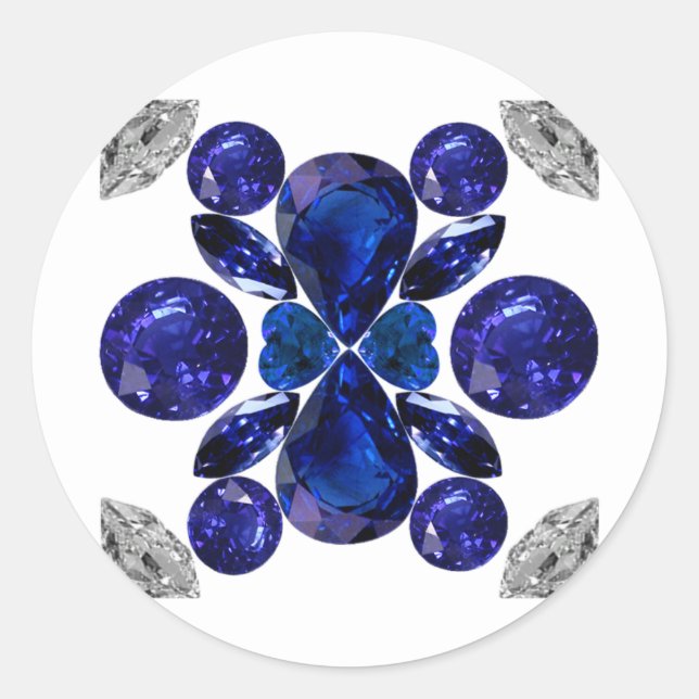 Blue Classic Round Sticker (Front)