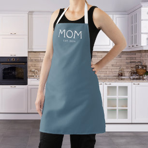 Blue Classic Typography Mom Established Apron