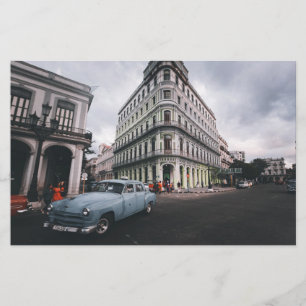 Blue Classic Vintage Car Cityscape          Stationery