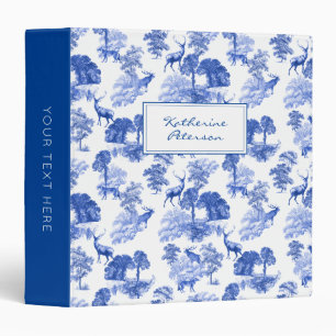 Blue Classical French Country Toile Deer 3 Ring B Binder