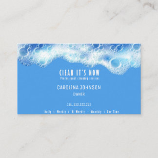 blue cleaning services maid soap foam  business card