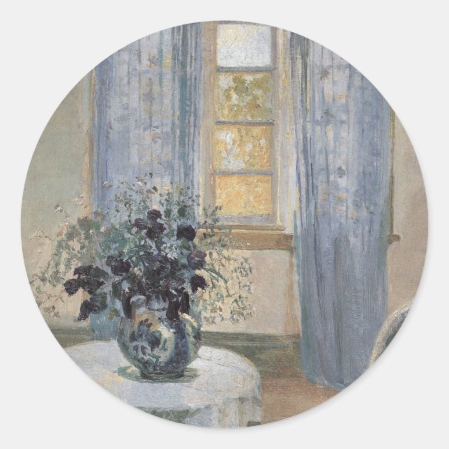 Blue Clematis in the Artist's Studio, Anna Ancher Classic Round Sticker (Front)