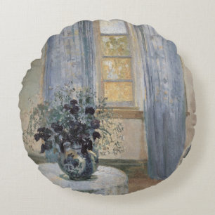Blue Clematis in the Artist's Studio, Anna Ancher Round Pillow