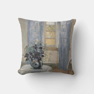 Blue Clematis in the Artist's Studio, Anna Ancher Throw Pillow
