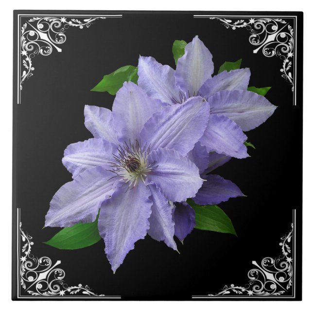 BLUE CLEMATIS IN VICTORIAN FRAME TILE (Front)