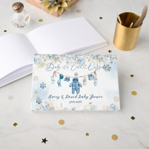 Blue ClothestLine Cold Outside Baby Boy Shower Guest Book