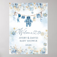 Blue ClothestLine Cold Outside Baby Boy Shower